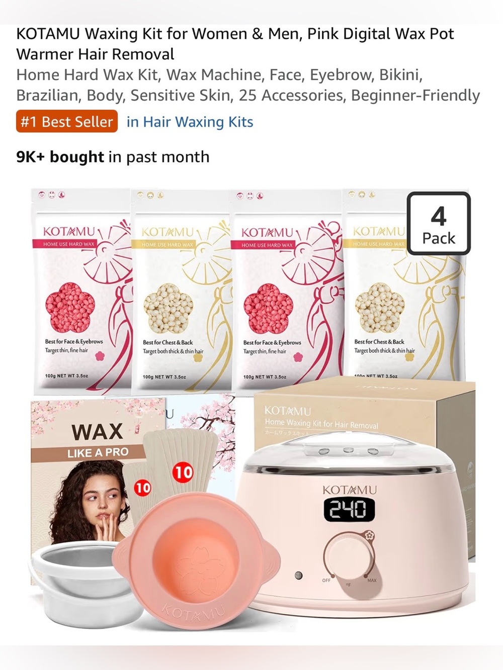 New Professional Grade Hard Wax Warmer Kit for Home Hair Removal